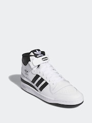 adidas Originals White Forum Mid Trainers - Image 6 of 12