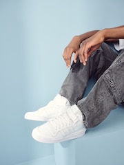 adidas Originals Off White Forum Mid Trainers - Image 1 of 11