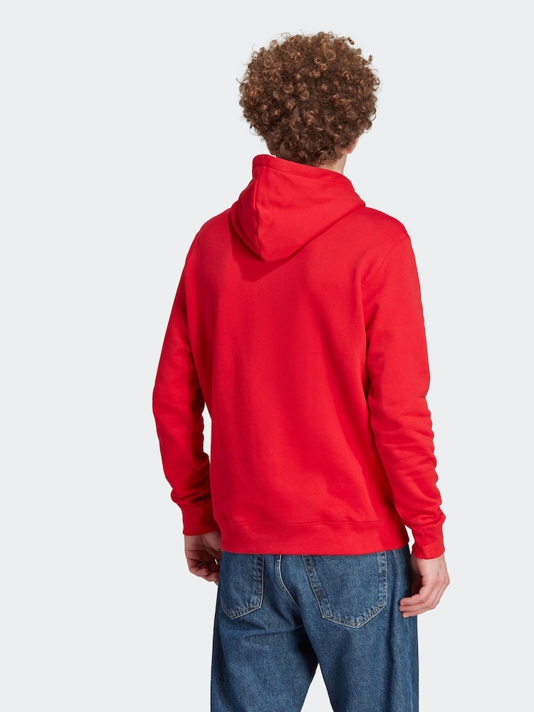 adidas Originals Red 100% Cotton Adicolor Classics Trefoil Hoodie - Image 2 of 6 adidas Originals Red 100% Cotton Adicolor Classics Trefoil Hoodie - Image 2 of 6