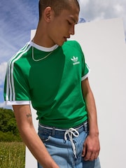 adidas Light Green Adicolor Classics 3-Stripes 100% Cotton T-Shirt - Image 4 of 7