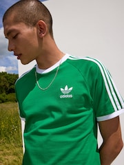 adidas Light Green Adicolor Classics 3-Stripes 100% Cotton T-Shirt - Image 6 of 7