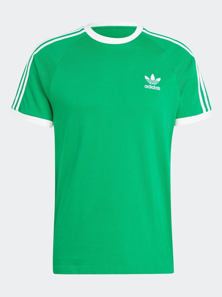 adidas Light Green Adicolor Classics 3-Stripes 100% Cotton T-Shirt - Image 7 of 7