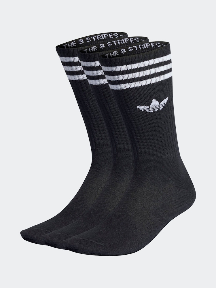adidas Originals Black Solid Crew Socks 3 Pack - Image 1 of 4
