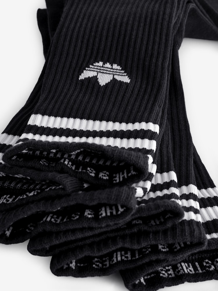 adidas Originals Black Solid Crew Socks 3 Pack - Image 4 of 4