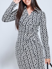 Jolie Moi Black Long Sleeved Buckle Detail Shirt Dress - Image 3 of 5