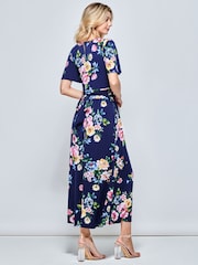Jolie Moi Blue Shreya Jersey Angel Sleeve Maxi Dress - Image 2 of 2