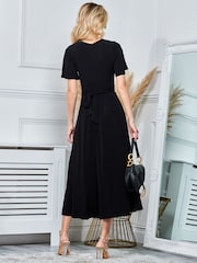 Jolie Moi Black Angel Sleeve Jersey Maxi Dress - Image 2 of 5