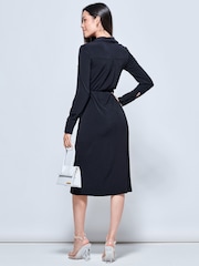 Jolie Moi Black Plain Long Sleeve Jersey Shirt Dress - Image 2 of 6