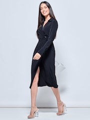 Jolie Moi Black Plain Long Sleeve Jersey Shirt Dress - Image 4 of 6