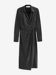 Jolie Moi Black Plain Long Sleeve Jersey Shirt Dress - Image 6 of 6
