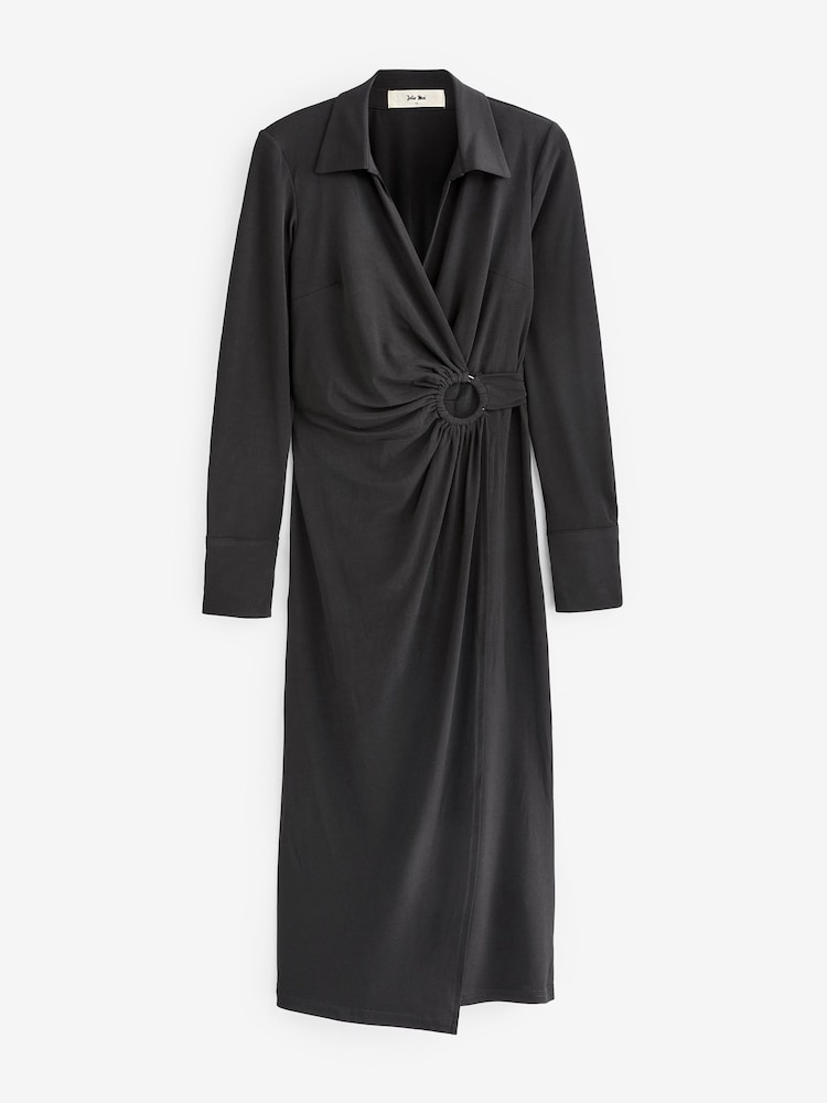 Jolie Moi Black Plain Long Sleeve Jersey Shirt Dress - Image 6 of 6