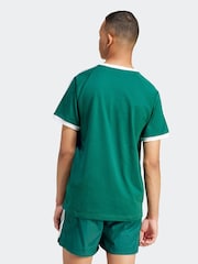 adidas Pecock Green Adicolor Classics 3-Stripes 100% Cotton  T-Shirt - Image 3 of 6