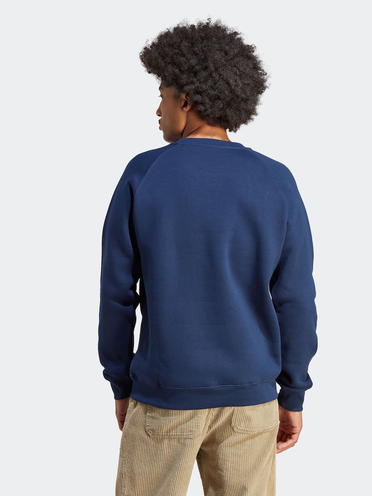 adidas Originals Blue Trefoil Essentials Crew Neck Sweatshirt - Image 2 of 6
