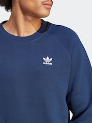 adidas Originals Blue Trefoil Essentials Crew Neck Sweatshirt - Image 4 of 6