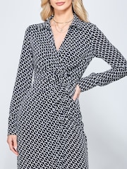 Jolie Moi Black Wrap Twist Detail Midi Shirt Dress - Image 5 of 6