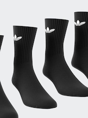داكن أسود - حزمة من 6 جوارب برقبة Crew مزينة بشعار الوريقات الثلاثة من Adidas Originals - صورة 2 من 9