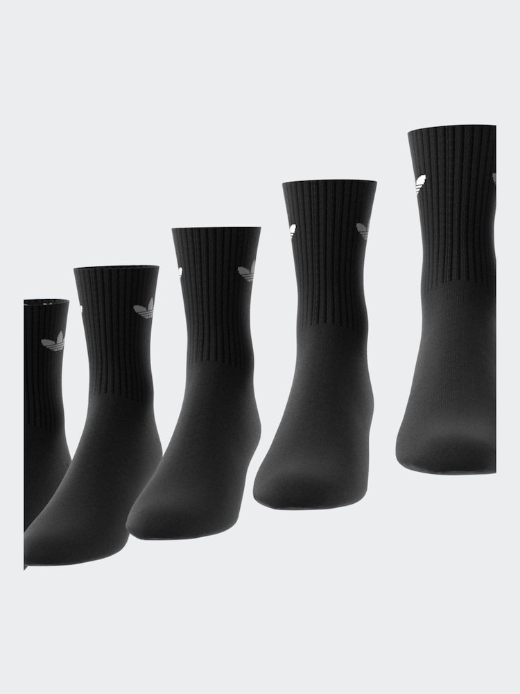 adidas Originals Black Dark Trefoil Crew Socks 6 Pack - Image 3 of 9