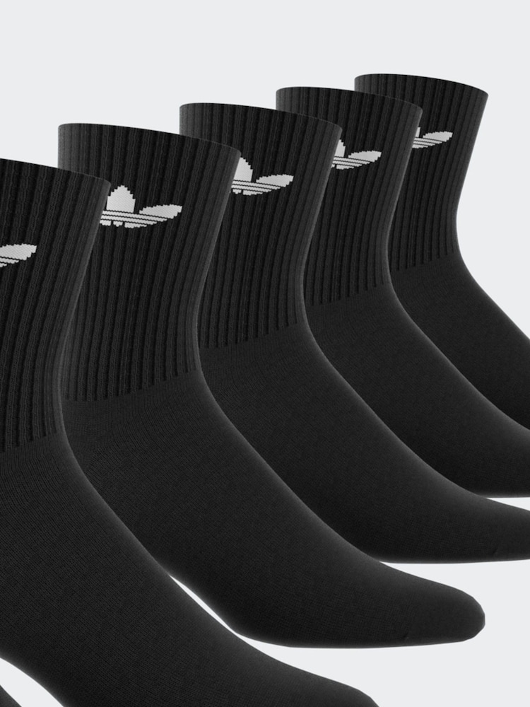 adidas Originals Black Dark Trefoil Crew Socks 6 Pack - Image 4 of 9