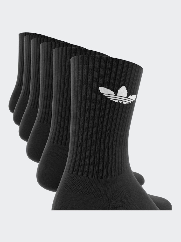 adidas Originals Black Dark Trefoil Crew Socks 6 Pack - Image 5 of 9