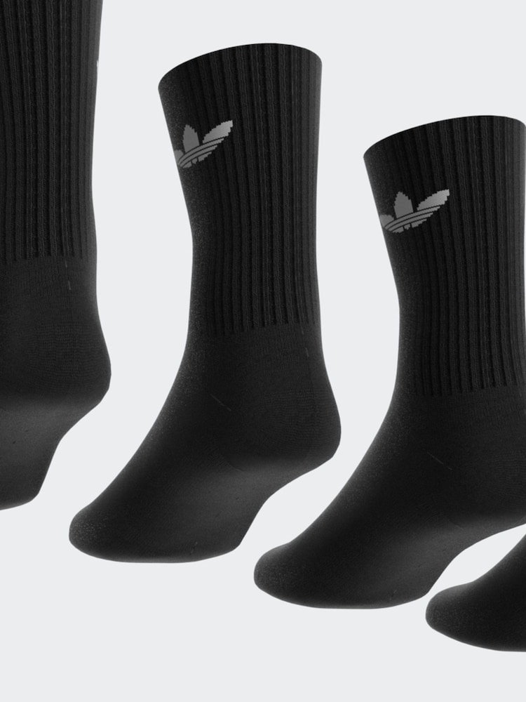 adidas Originals Black Dark Trefoil Crew Socks 6 Pack - Image 7 of 9