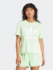 adidas Originals Green Adicolor Trefoil Boxy T-Shirt - Image 1 of 6