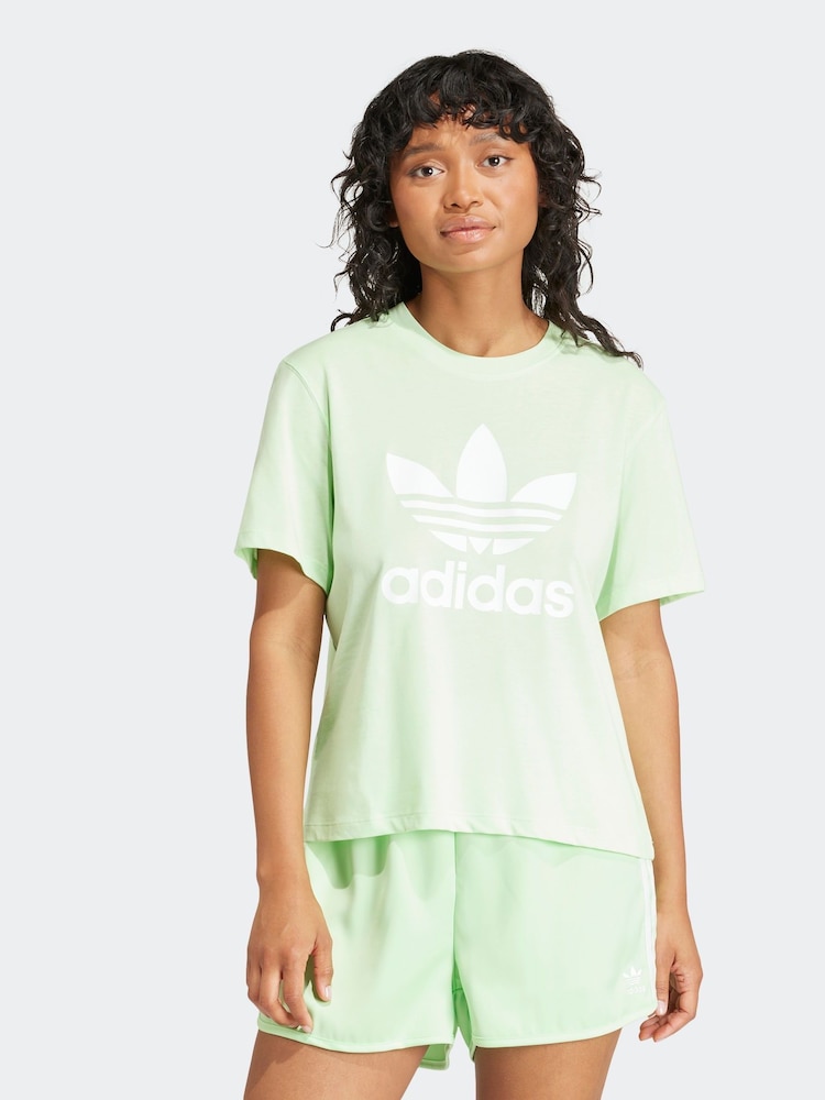 adidas Originals Green Adicolor Trefoil Boxy T-Shirt - Image 1 of 6