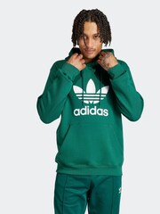 adidas Originals Green 100% Cotton Adicolor Classics Trefoil Hoodie - Image 1 of 8