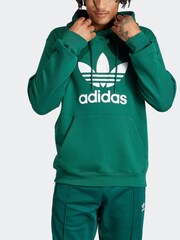 adidas Originals Green 100% Cotton Adicolor Classics Trefoil Hoodie - Image 5 of 8