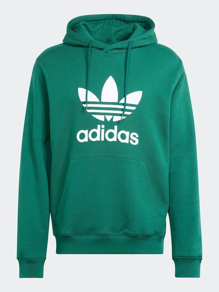 adidas Originals Green 100% Cotton Adicolor Classics Trefoil Hoodie - Image 8 of 8