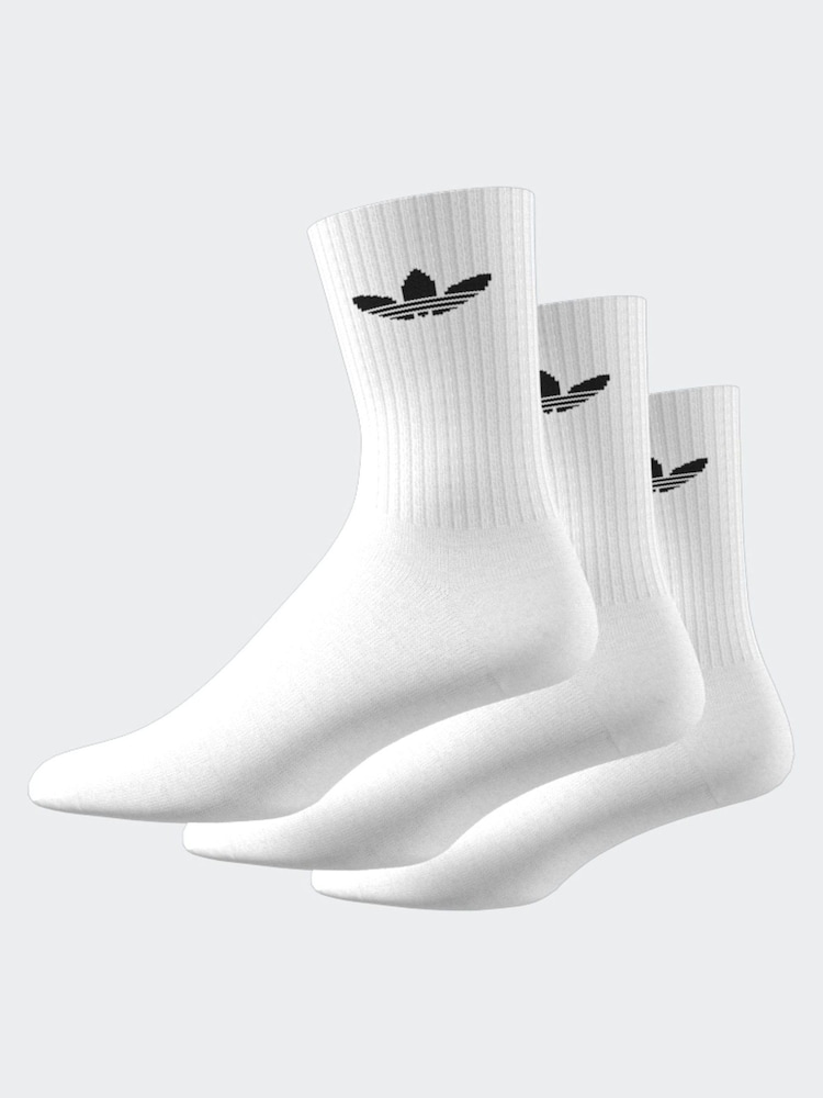 adidas Originals Off White Cushion Crew Socks 3 Pack - Image 2 of 8