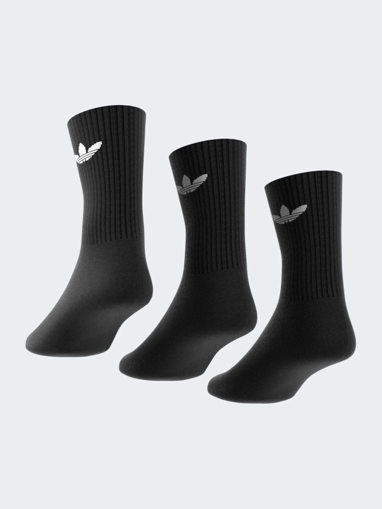 adidas Originals Black Cushion Crew Socks 3 Pack - Image 2 of 2 adidas Originals Black Cushion Crew Socks 3 Pack - Image 2 of 2