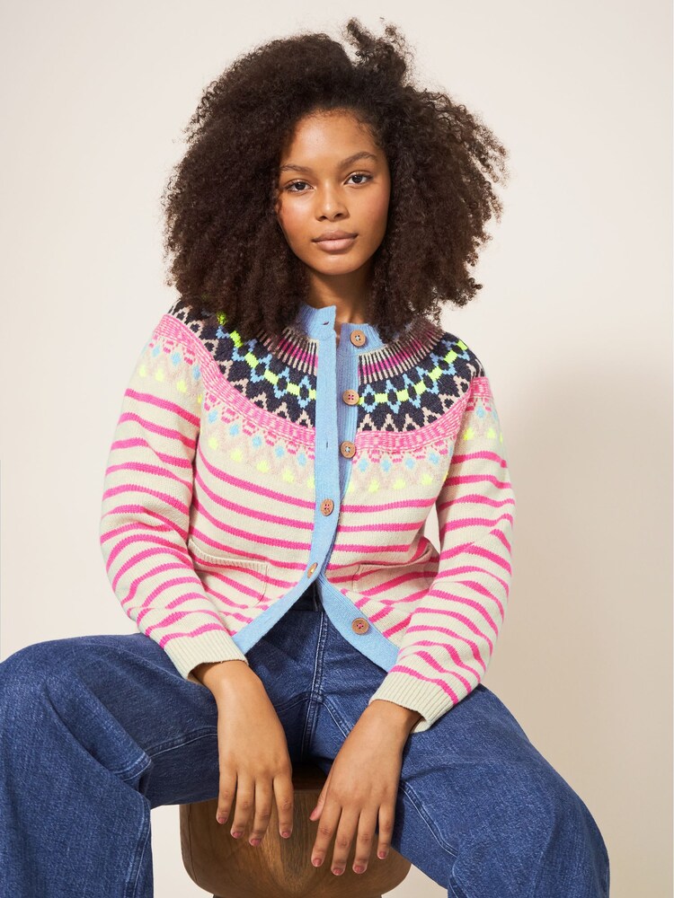 White Stuff Woodland Strickjacke mit Norwegermuster, Rosa - Bild 1 von 14 White Stuff Woodland Strickjacke mit Norwegermuster, Rosa - Bild 1 von 14