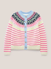 White Stuff Woodland Strickjacke mit Norwegermuster, Rosa - Bild 9 von 14