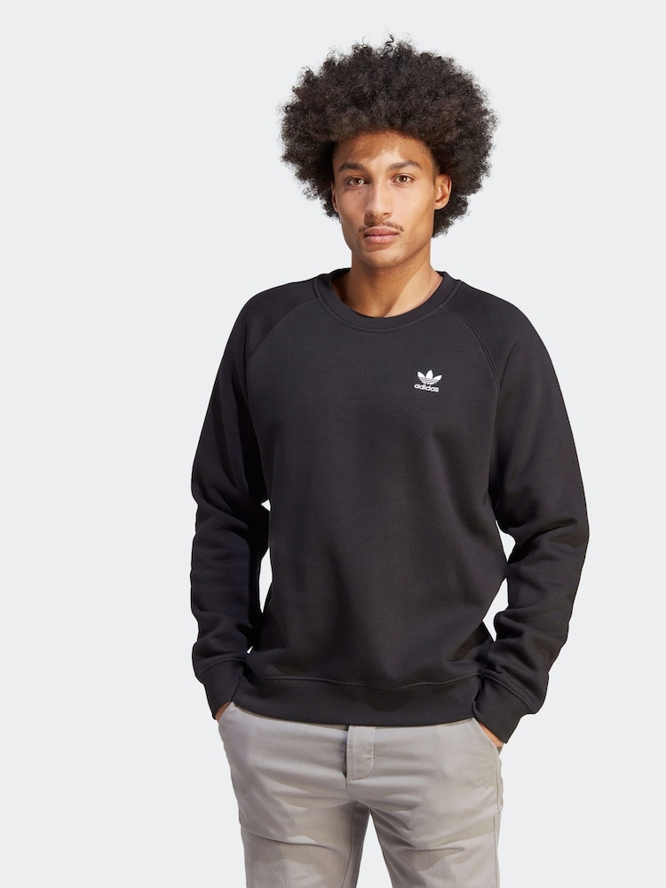 adidas Originals Black Trefoil Essentials Crew Neck Sweatshirt - Image 1 of 6
