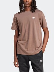 adidas Originals Brown 100% Cotton Trefoil Essentials T-Shirt - Image 1 of 5