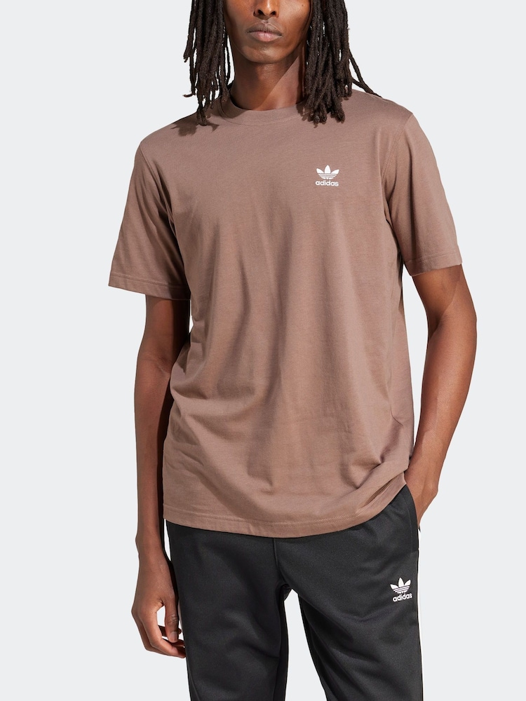 adidas Originals Brown 100% Cotton Trefoil Essentials T-Shirt - Image 1 of 5