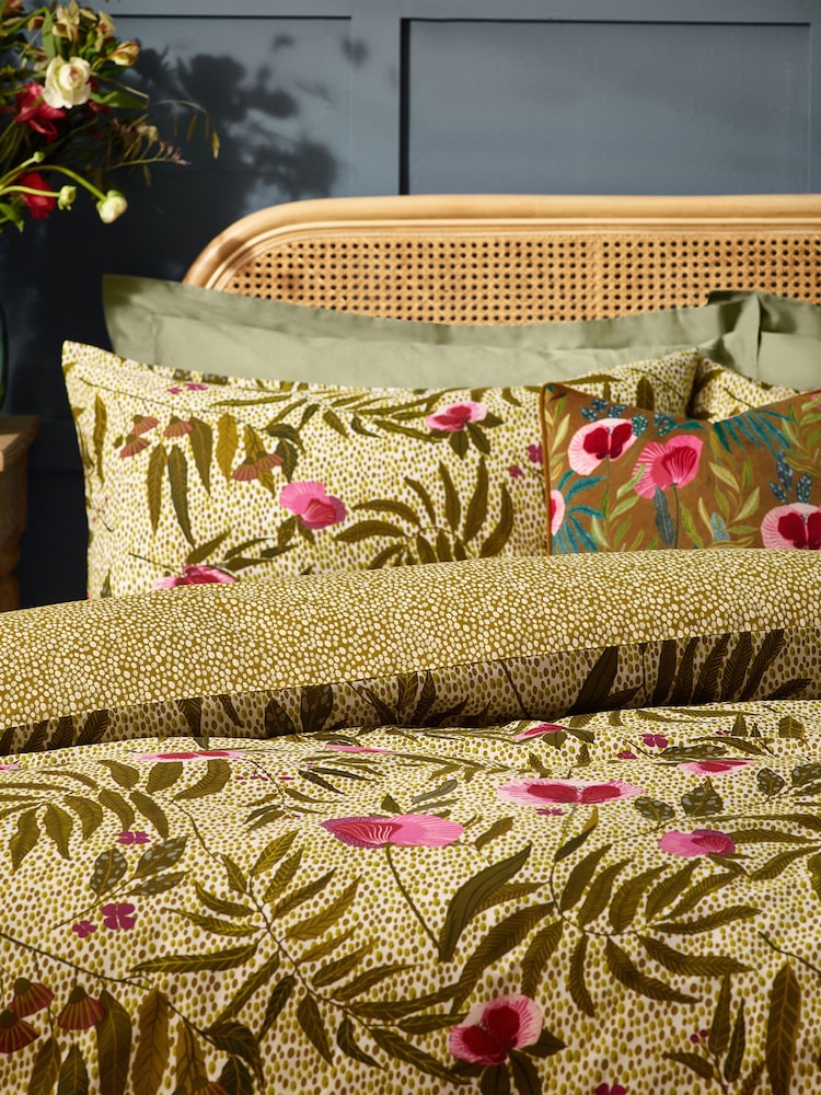 Wylder Green House Of Bloom Poppy Cotton Rich Reversible Duvet Set - Image 2 of 4