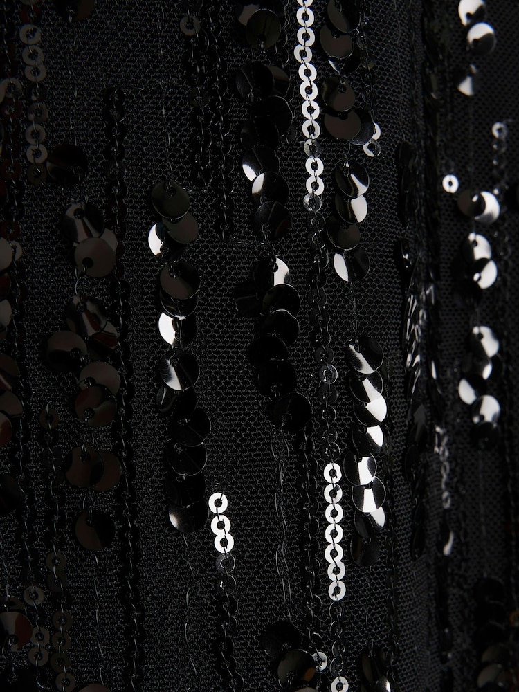 River Island Black Fitted Spaced Sequin Top - Image 6 of 6