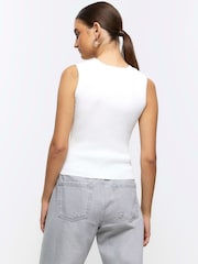 River Island Cream Embellished Bodyfit Vest - Image 2 of 4