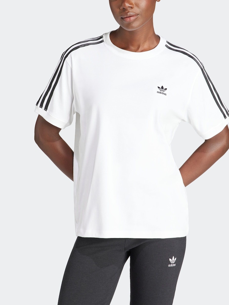 adidas Originals White 3-Stripes T-Shirt - Image 5 of 8