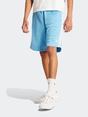 adidas Sky Blue 100% Cotton Adicolor 3-Stripes Shorts - Image 1 of 7