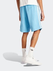 adidas Sky Blue 100% Cotton Adicolor 3-Stripes Shorts - Image 3 of 7