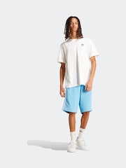 adidas Sky Blue 100% Cotton Adicolor 3-Stripes Shorts - Image 4 of 7