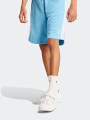 adidas Sky Blue 100% Cotton Adicolor 3-Stripes Shorts - Image 5 of 7