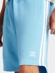 adidas Sky Blue 100% Cotton Adicolor 3-Stripes Shorts - Image 6 of 7