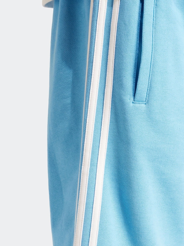adidas Sky Blue 100% Cotton Adicolor 3-Stripes Shorts - Image 7 of 7