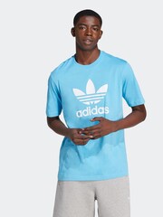 adidas Originals Blue Adicolor Trefoil 100% Cotton T-Shirt - Image 1 of 7