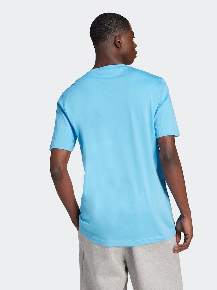 adidas Originals Blue Adicolor Trefoil 100% Cotton T-Shirt - Image 2 of 7