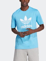 adidas Originals Blue Adicolor Trefoil 100% Cotton T-Shirt - Image 4 of 7