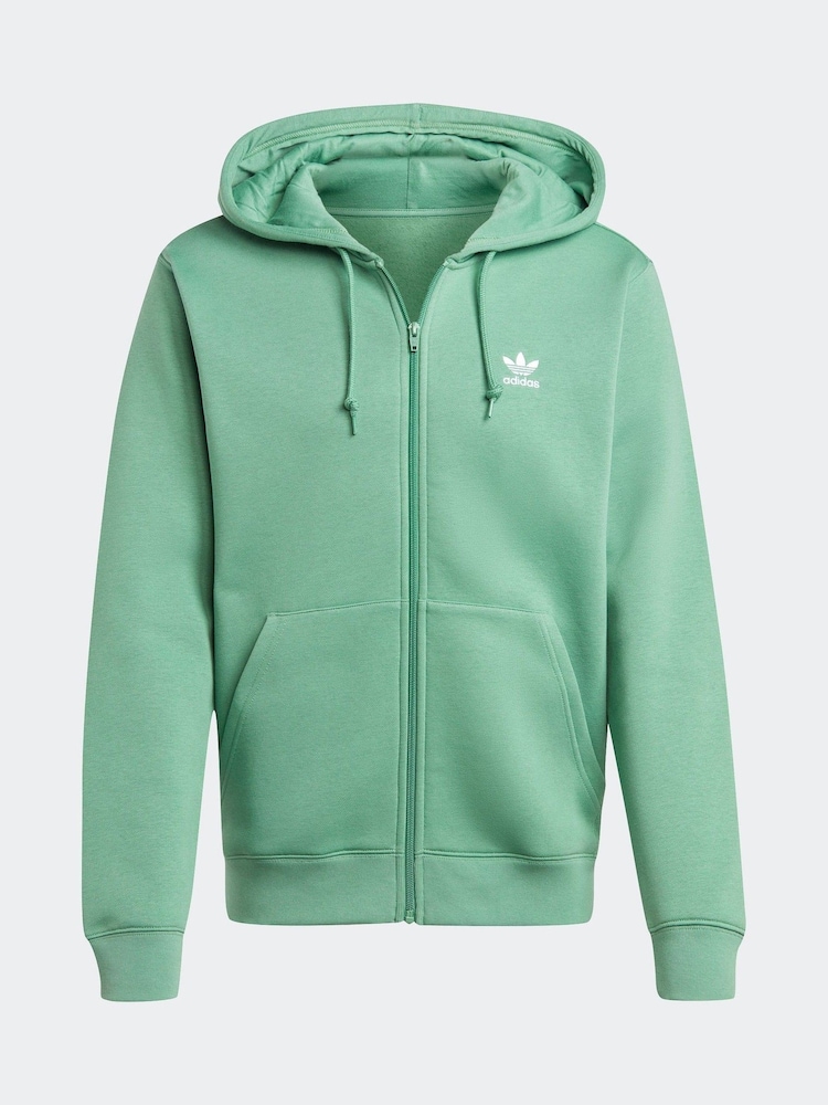 adidas Originals Green Trefoil Essentials Full-Zip Hoodie - Image 1 of 5